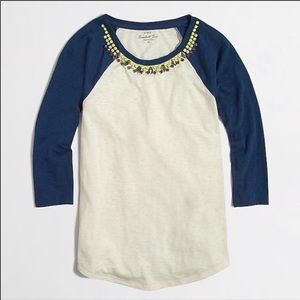 J. Crew Jeweled Baseball Tee
